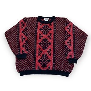 Vintage Red & Black Sparkly Holiday Sweater